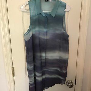 Asymmetrical divided sheer button down